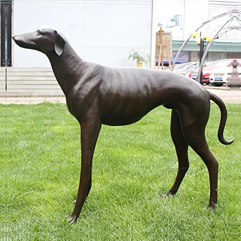 Garden Casting Life Size Greyhound Statue Bronze Whippet Dog