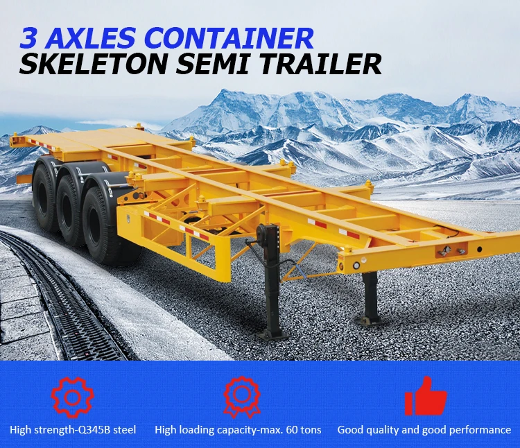 3 Axles 40 FT High Quality Skeleton Semi Trailer Container Transport Trailer