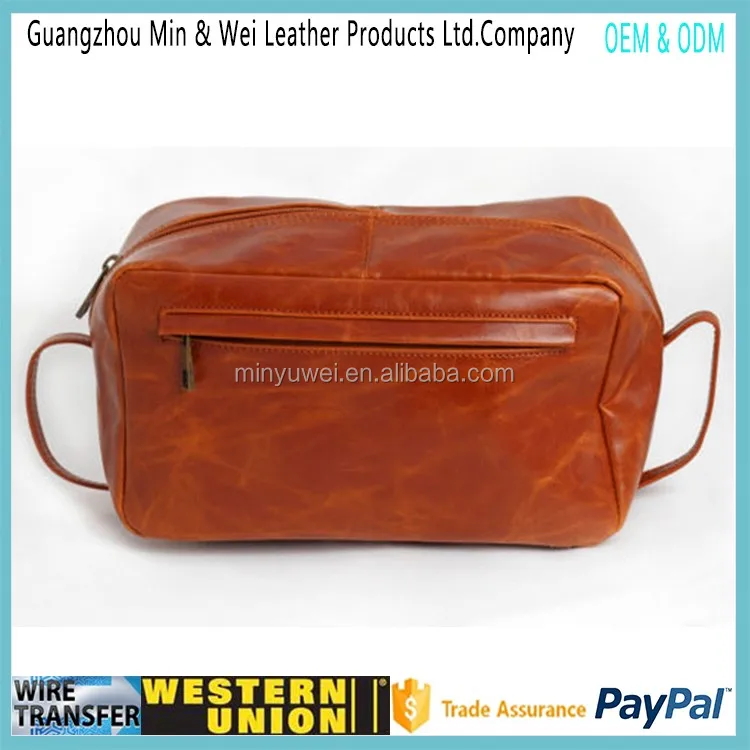 High Quality Mens Traveling Pu Toiletry Bag Leather Toiletry For Men