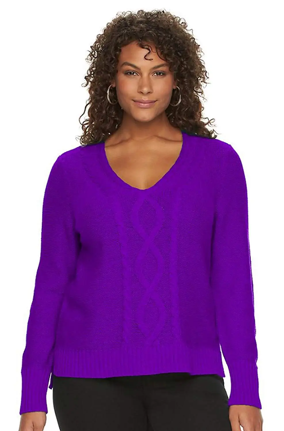 plus size cotton cable knit sweaters