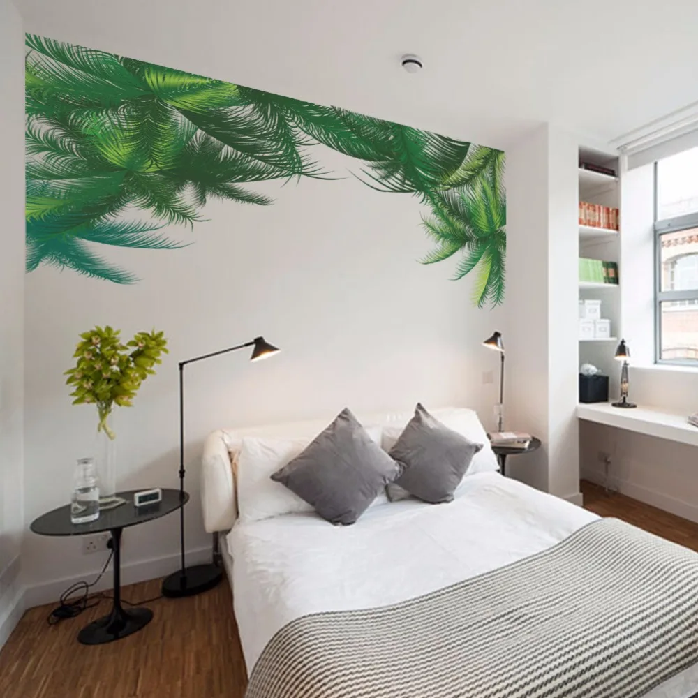 Спальня с пальмовыми листьями