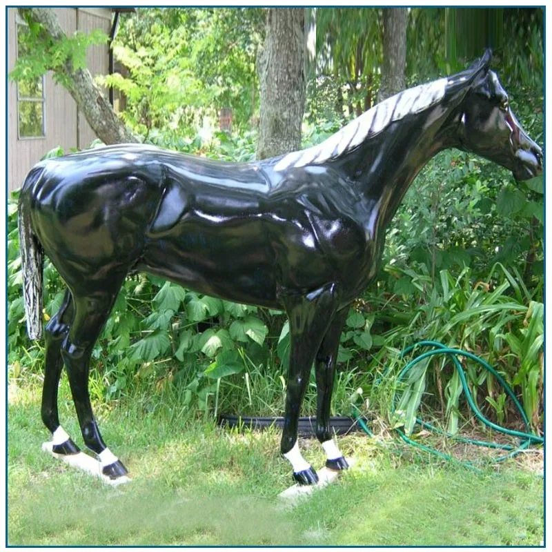 Life Size Garden Decoration Resin Fiberglass Black Horse Statue Buy