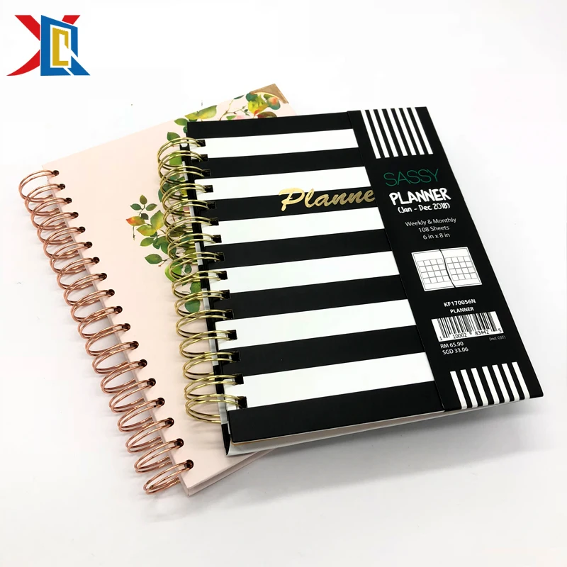 Gold Ring Custom Spiral Wire Bound Journal Offset Paper Grid Notebook