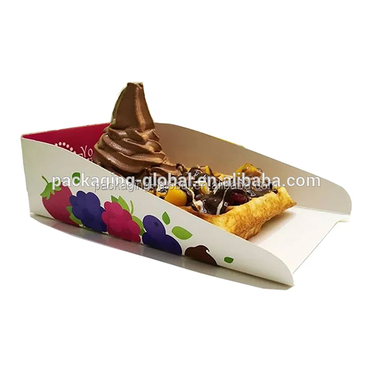 Logo Printed Waffle Paper Cone,Waffle Tray Box,Waffle Packaging Box