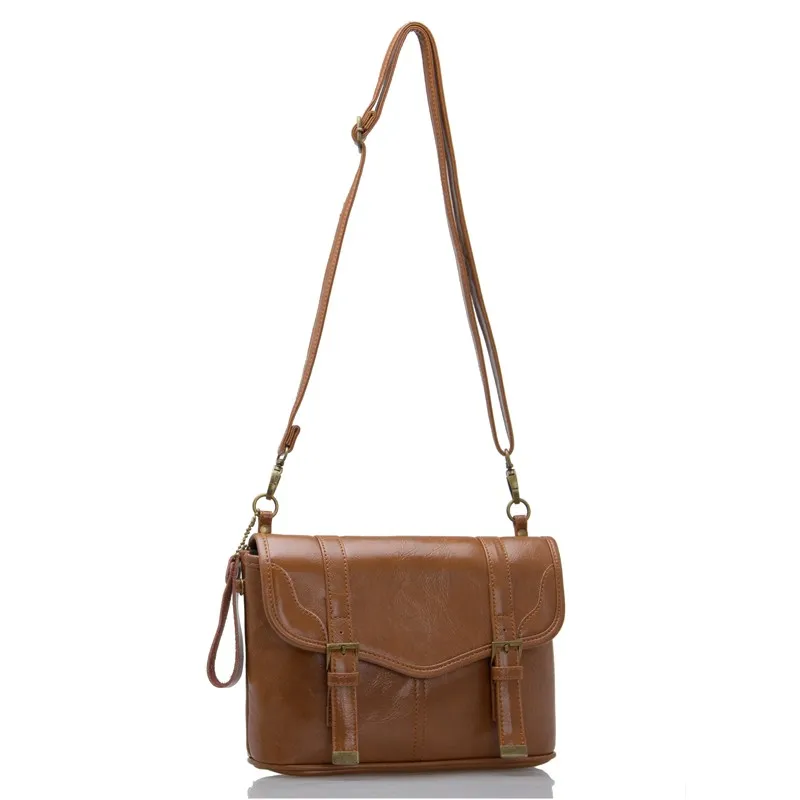 Brown Vintage Stylish Faux Leather Camera Bag Shoulder Strap Messenger ...