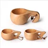 Custom Design Beech Double Hole Water Portable Travel Hand Creative Milk Tea Cup Coffee Cup Handle Cup
