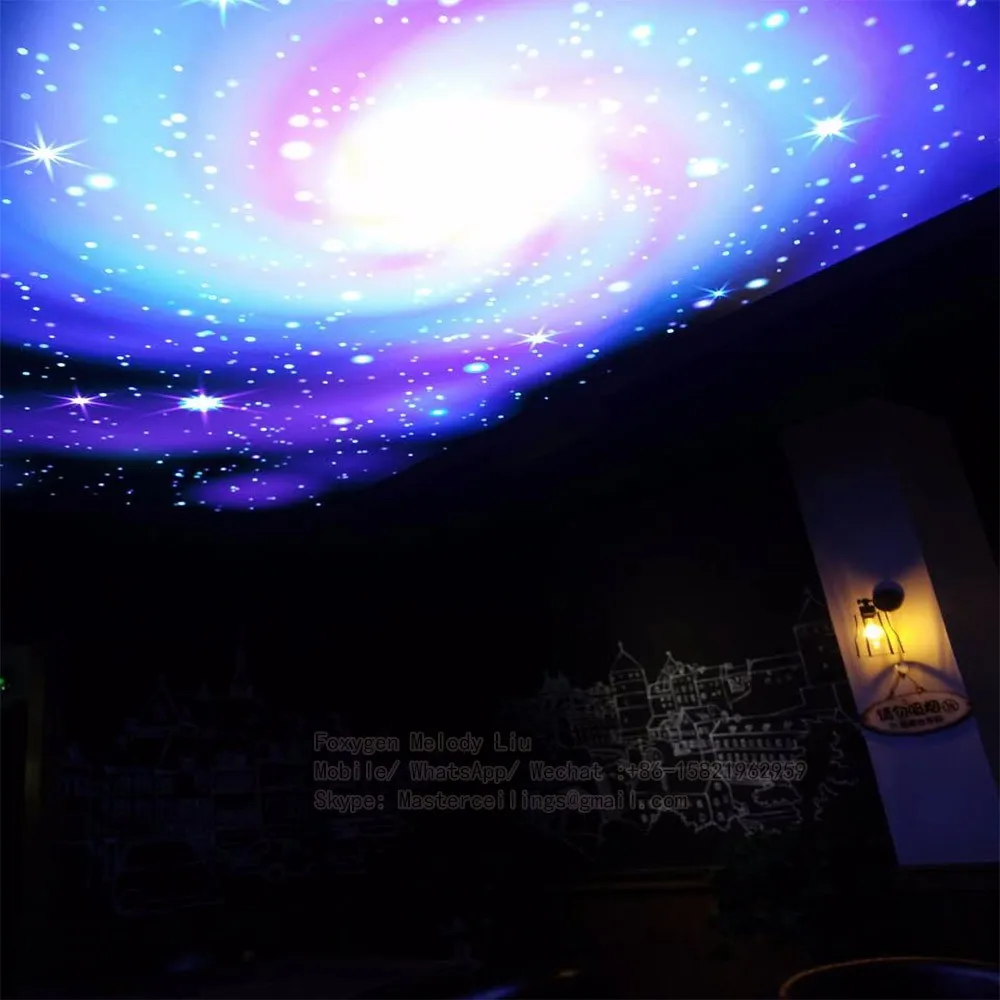 hotel suspended ceiling UV print 3d stretch ceiling luminescent star sky design ceiling decoration