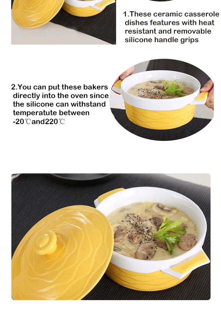 Round Shape Stoneware Ceramic Hot Pot Casserole Set With Silicone Buy
