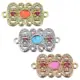 Wholesale gold plated cubic zirconia brass connectors for DIY jewelry supplies 23x12x3.5mm 1299521