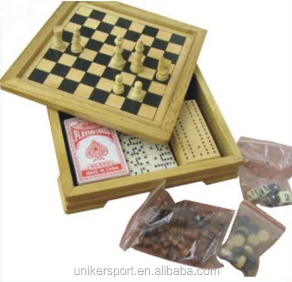 Multiple Game Set In 1 Wooden Box 8 In1 Board Game Set For Wholesale