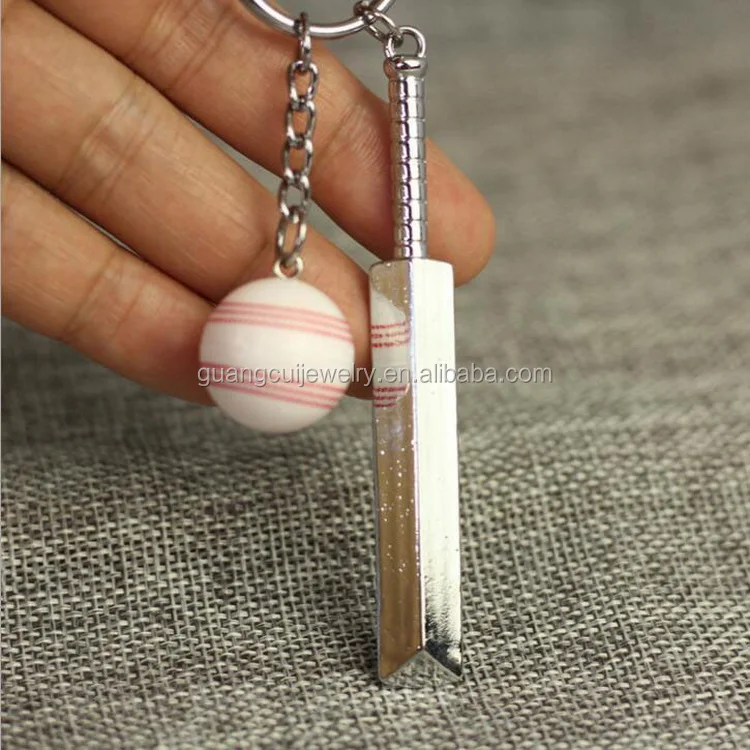 Wholesale 3d Zinc Alloy Metal Cricket Bat Ball Key Chain Keychain Buy