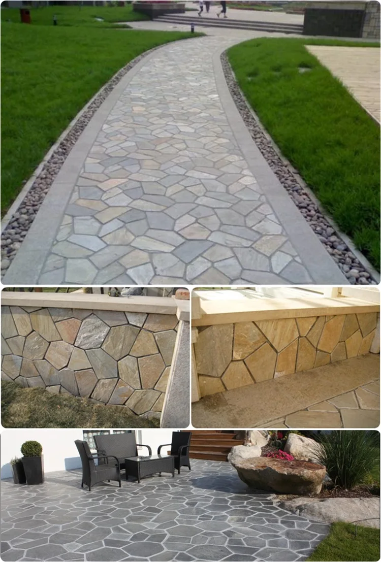Crazy Slate Paving Stone On Mesh For Outdoor Wall Decorative