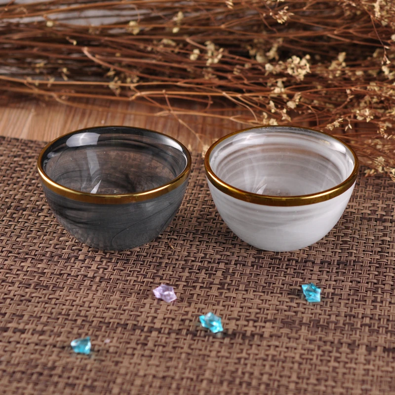 Thin smoke black glass candle holders with gold rim home decoration wholesale