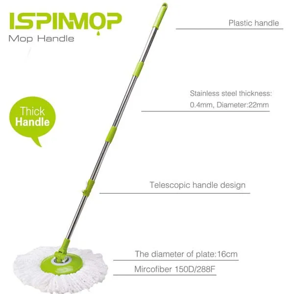 2015 New Product Telescopic Three Parts Pole Spin Mop Parts In Mops