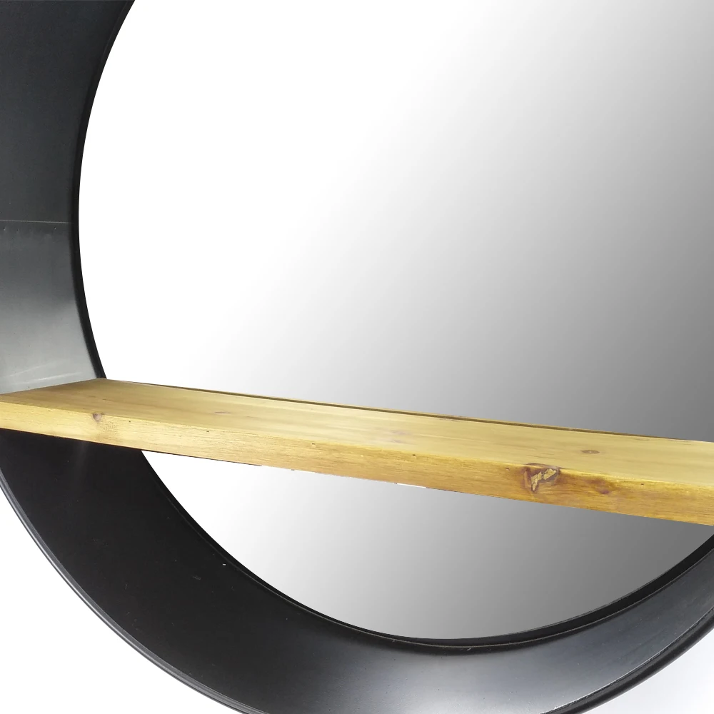 31 Inch 79.5cm Hanging Round Black Wall Mounted Metal Frame Mirror