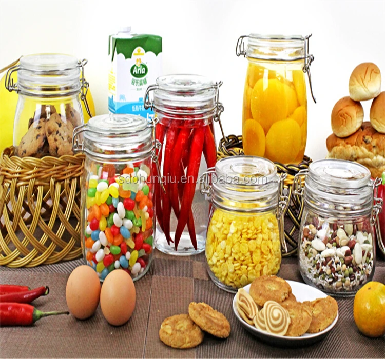 1l 1.5l 2l Glass Canning Jar With Metal Clip,2000ml Glass Canning