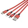 Multi fast Charging Cable Nylon Braided 3 in 1 USB data cable for IOS/Type-c/micro