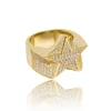 Solid 925 Silver HipHop Rapper 3D STAR Diamond 14k Gold plating men's ring