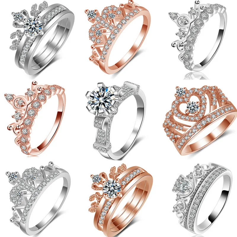 Wholesale Wedding Ring Silver Zircon X Shape Cross Ring For Ladies Finger Bridal Rings