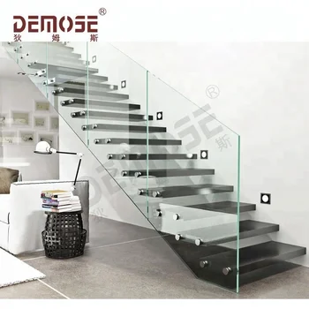 Factory Direct Duplex Building Home Straight Climbing Stairs Simple Living Room Tempered Glass 