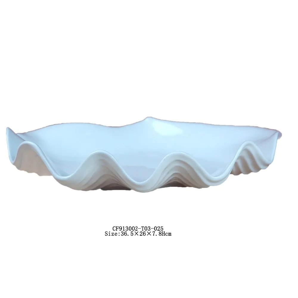 Artificial Creative Shell Shaped Dinnerware Ceramic Plate Decoration details