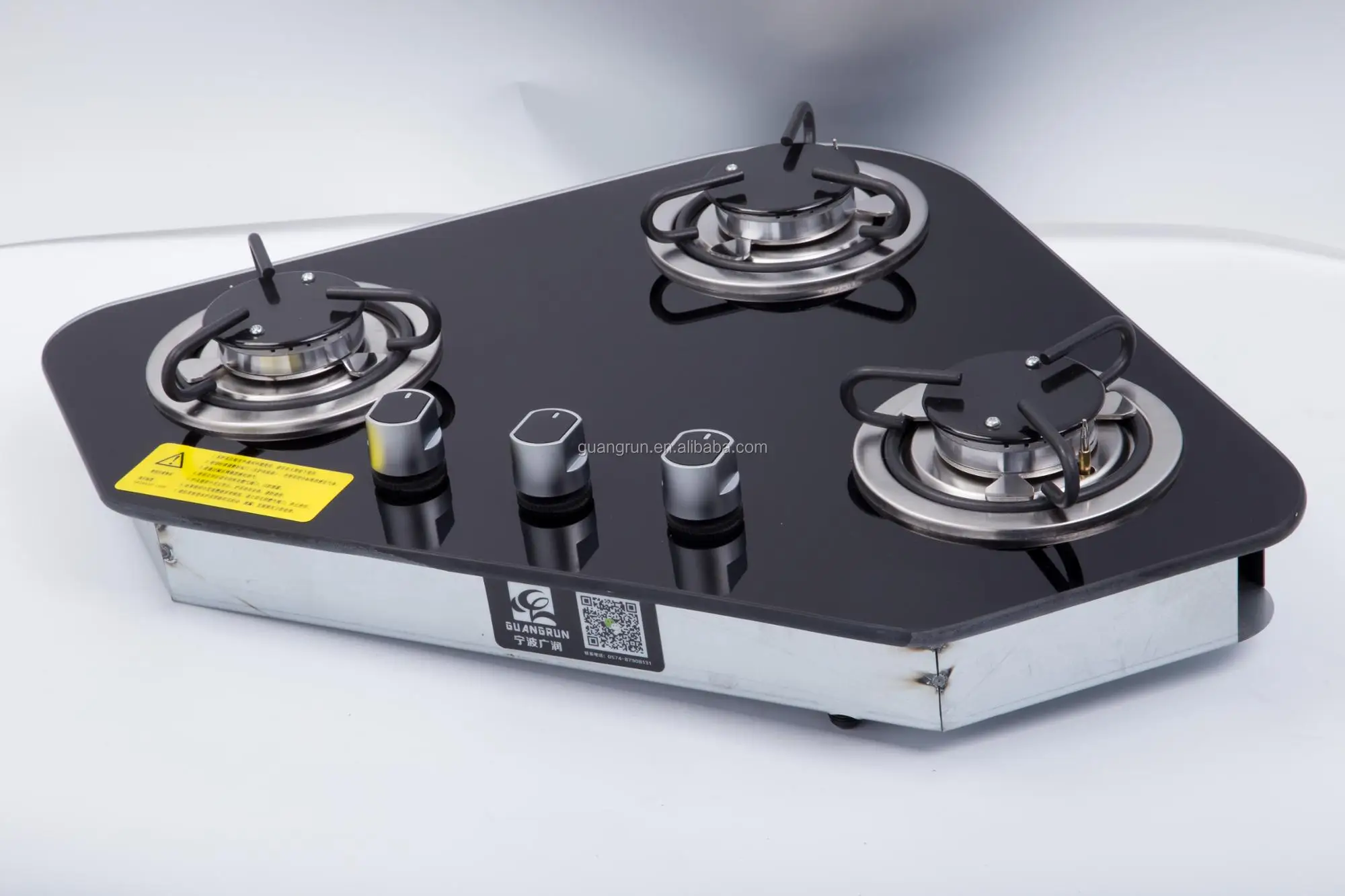 Rv And Yacht Tempered Glass Three Burner Gas Stove Gr B005