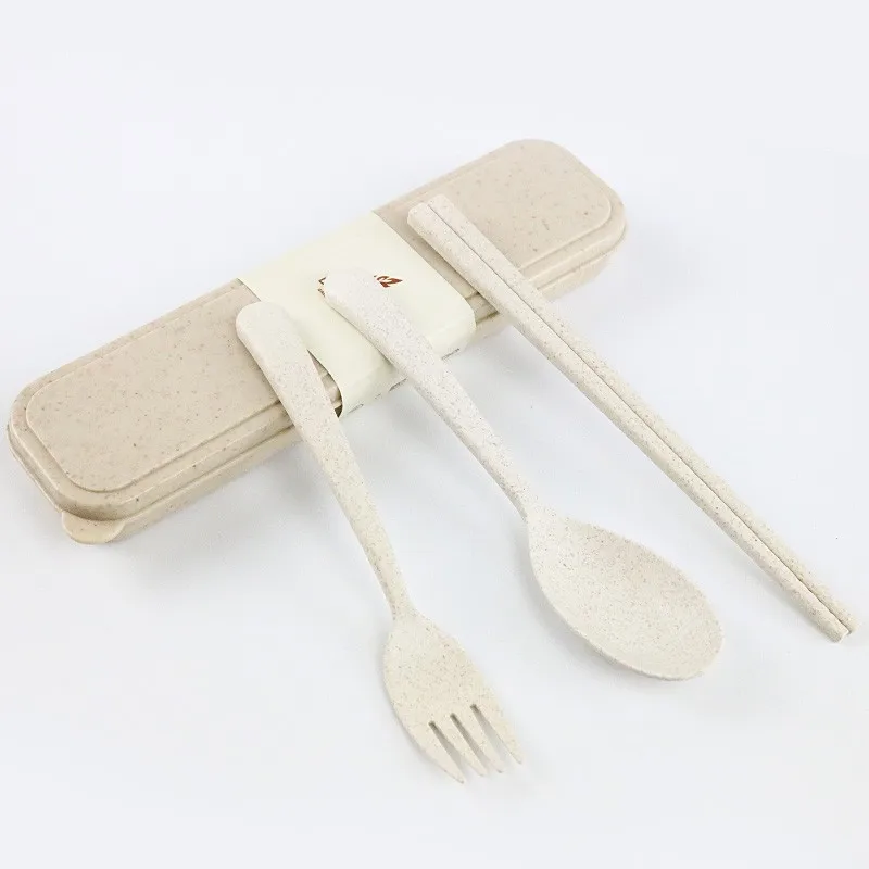 Child Tableware,Wheat Straw Spoon Fork And Chopstick Cutlery,Travel