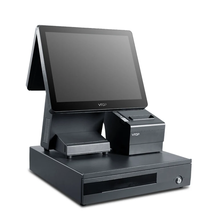 15 Inch Linux Computer Cashier Pos Machine With Printer And Cash