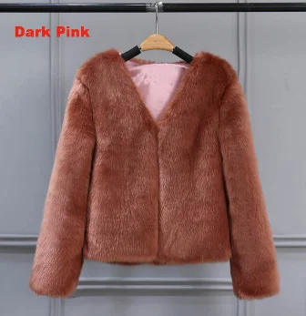 2018 Must Have Pink Faux Fur Coats Long Sleeve Thicken Winter Jackets Coats Women Fashion Streetwear Cardigan Outerwear