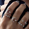 2018 sparking bling daisy flower 4 tiny cute flower girl women 925 sterling silver open ring