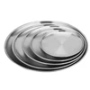 High Quality Korean 304 Stainless Steel Round Steak Plate Tray Single Mirror Steak Tray BBQ Tableware Dish Kitchen Accessories