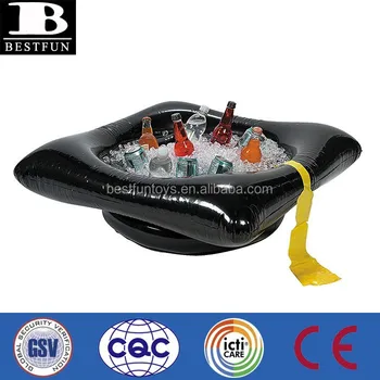 Promotional Mortarboard Inflatable Cooler Plastic Hat Cooler