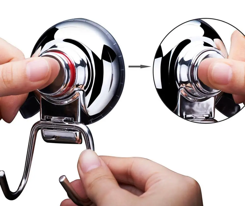 Powerful Waterproof Sus304 Stainless Steel Chrome Heavy Duty Vacuum Suction Cup Hooks Holder 