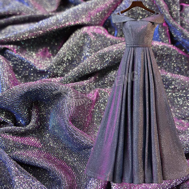 Metallic Color Changing Fabric , Iridescent Moonlight Fabric With Glitter for Offical Dress Metallic Color Changing Fabric , Iridescent Moonlight Fabric With Glitter for Offical Dress