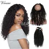VMAE Virgin Brazilian Deep Curly Hair Adjustable 360 Full Lace Closure With 3Pcs Bundles Natural Black Hair Closure Extension