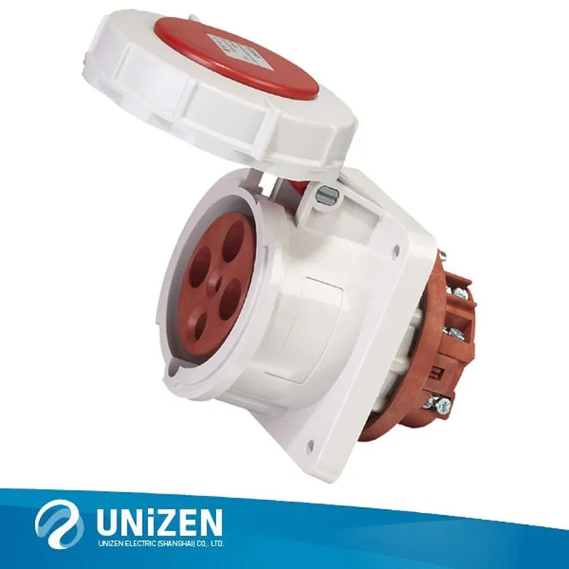 Ip44 Waterproof 63 Amps Single Phase Industrial Socket Panel Mounted