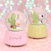 Cute cartoon children's crystal ball four floating snowflake water polo sky city snow globe with music box student gifts