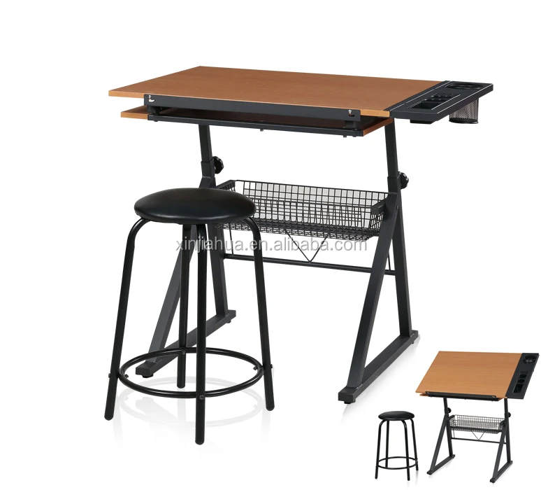 Wooden Desktop School Furniture Adjustable Height Single Student