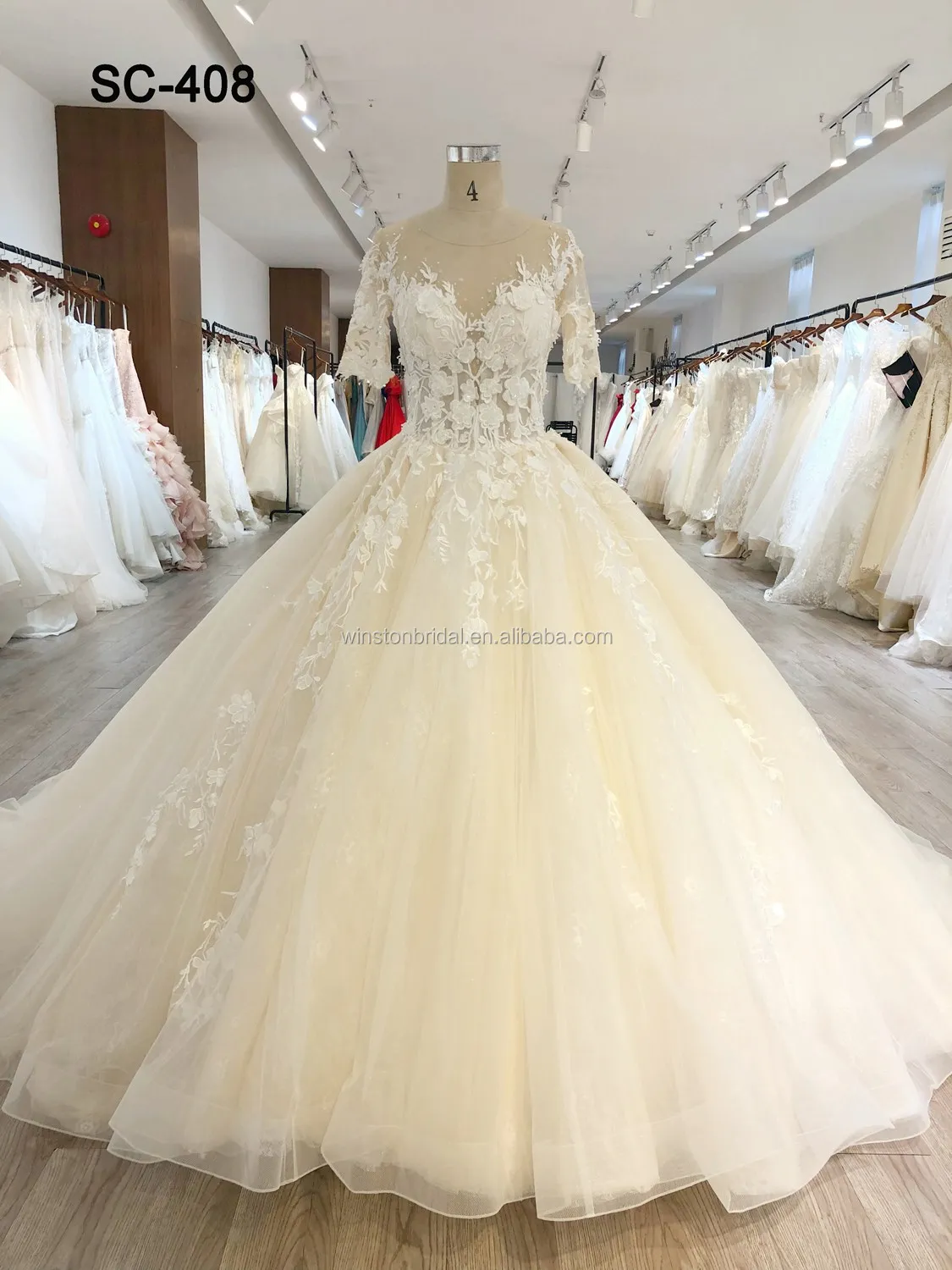 2019 China Dress Manufacturer Long Sleeve Lace Wedding