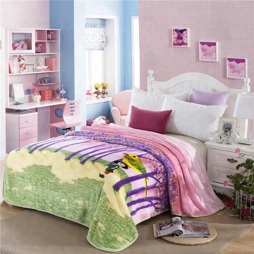 حار بيع كامل حجم الفانيلا بطانية سرير جهين مخصص طباعة البطانيات