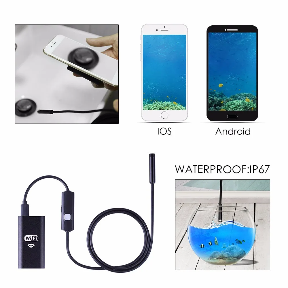 Ypc99 Wifi Hd 720p Electronic Endoscope Pipe Sewer Camera Flexible Borescope For Iphone Android