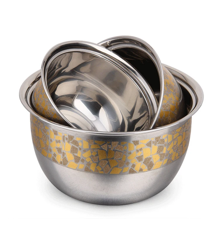 Fashionable 3pcs Stainless Steel Tableware Soup Mixing Bowl Set With Lid Buy Soup Bowl Gift