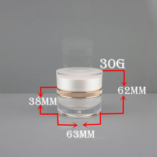 30g high grade double wall round white or gold cosmetics face cream empty plastic acrylic jar for skin care packaging