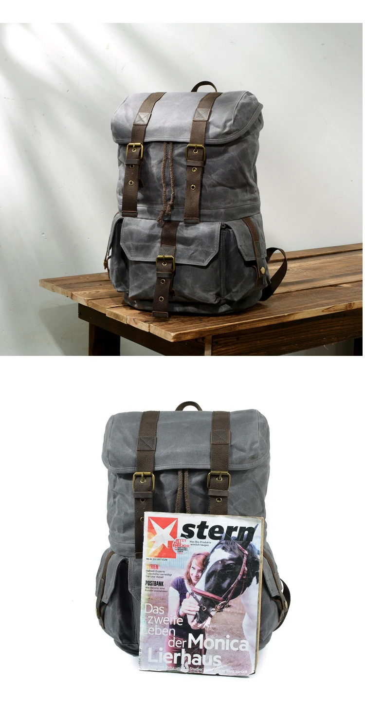 High quality vintage designer water resistant waxed canvas digital gear camera backpack bags