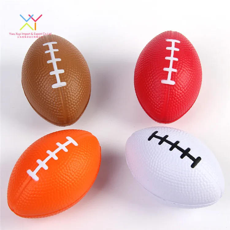 Custom PU foam soft squeeze toy rugby shape stress ball promotional gifts