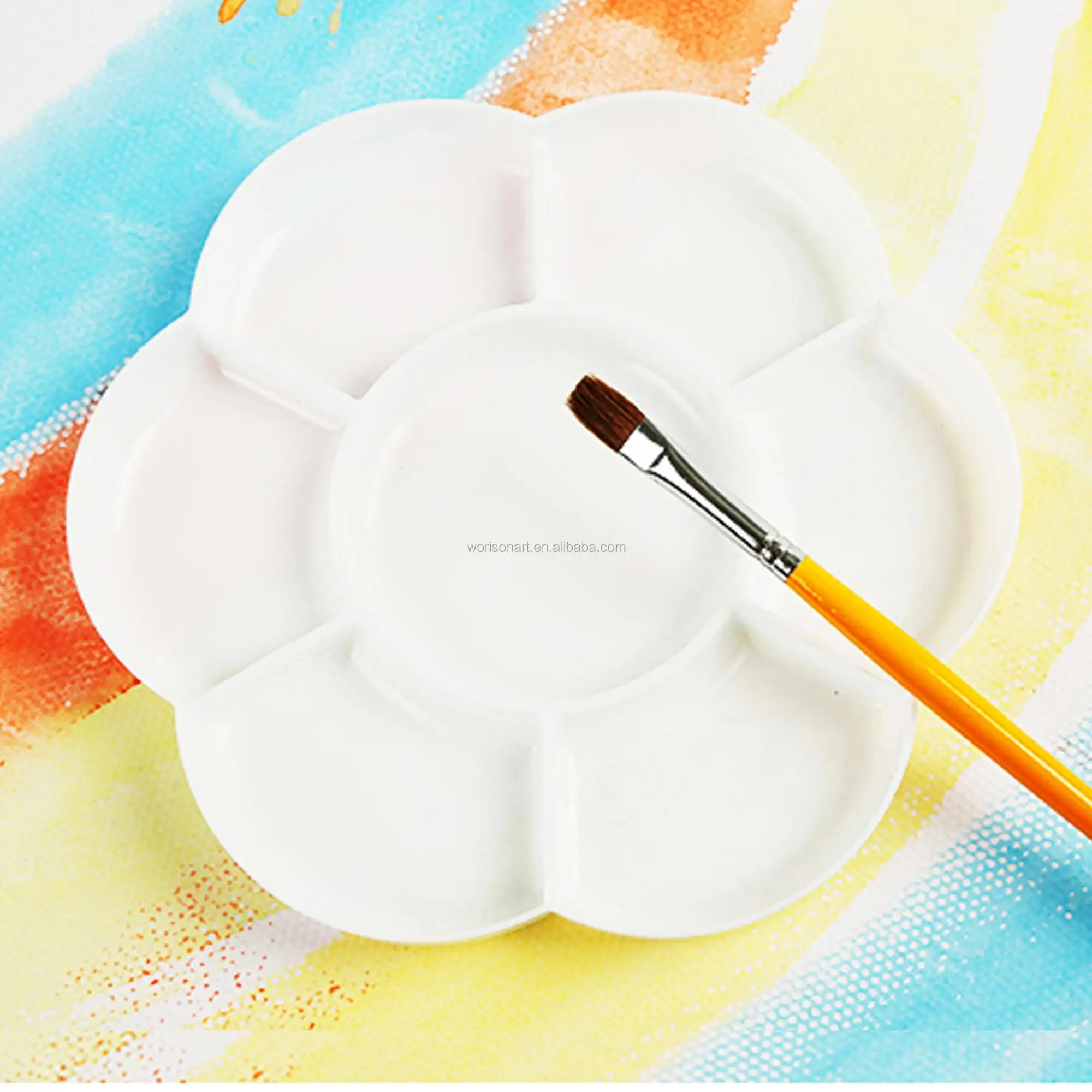 Flower Shaped Art Paint Plastic Drawing Tray Color Palette/white