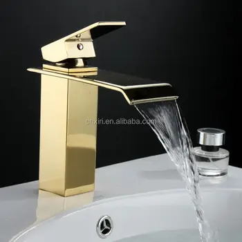Wholesale And Retail Deck Mount Gold Waterfall Bathroom Faucet