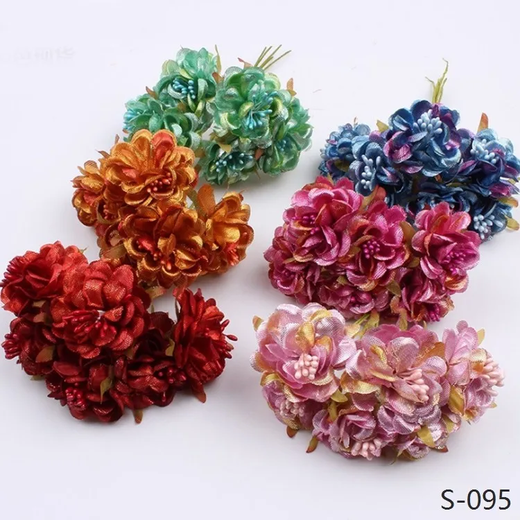 S104 6pcs Silk Artificial Rose Flowers Carnation Artificial Flowers