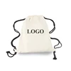 Recycled durable solid color printed string organic cotton drawstring bag