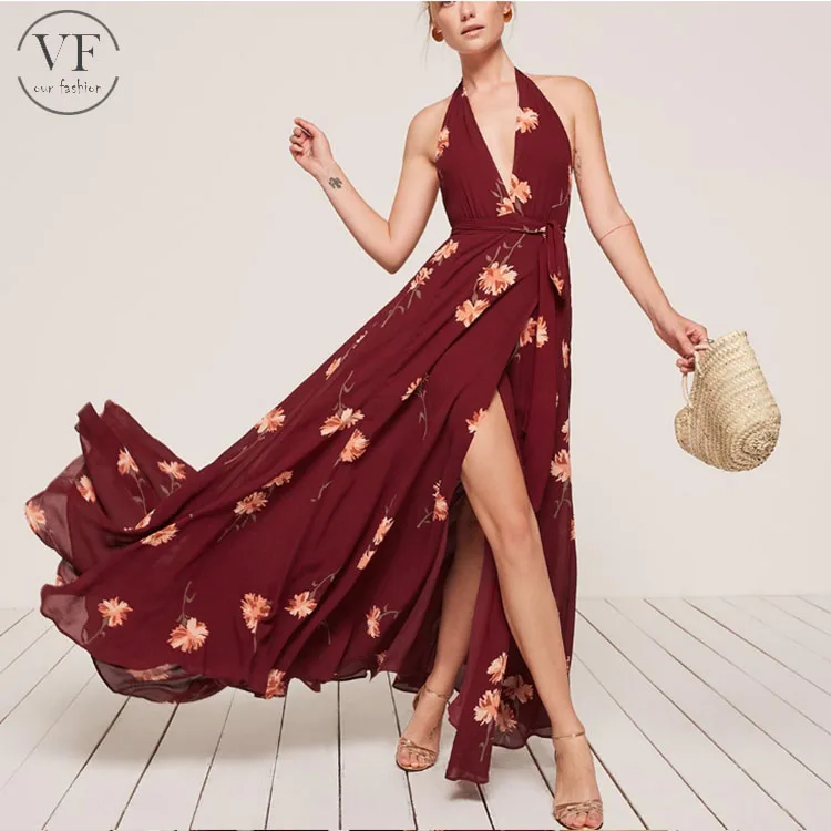 V-Neck Backless Dress